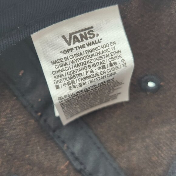 Vans Brown Denim Snapback Hat With Embroidered Orange Logo - Picture 12 of 12